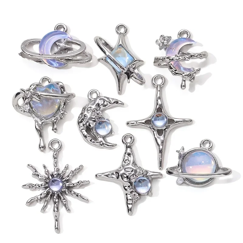 Y2K Tech Accessories - 9 pçs nova estrela lua esmalte