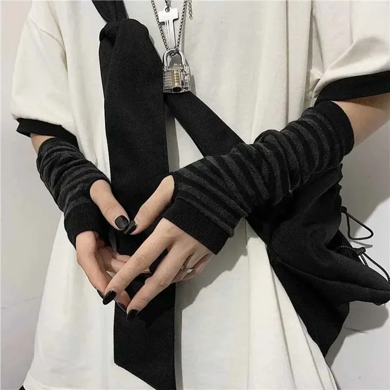 Preto punk longo luvas sem ded - Y2K Tech Accessories avaliação e preço