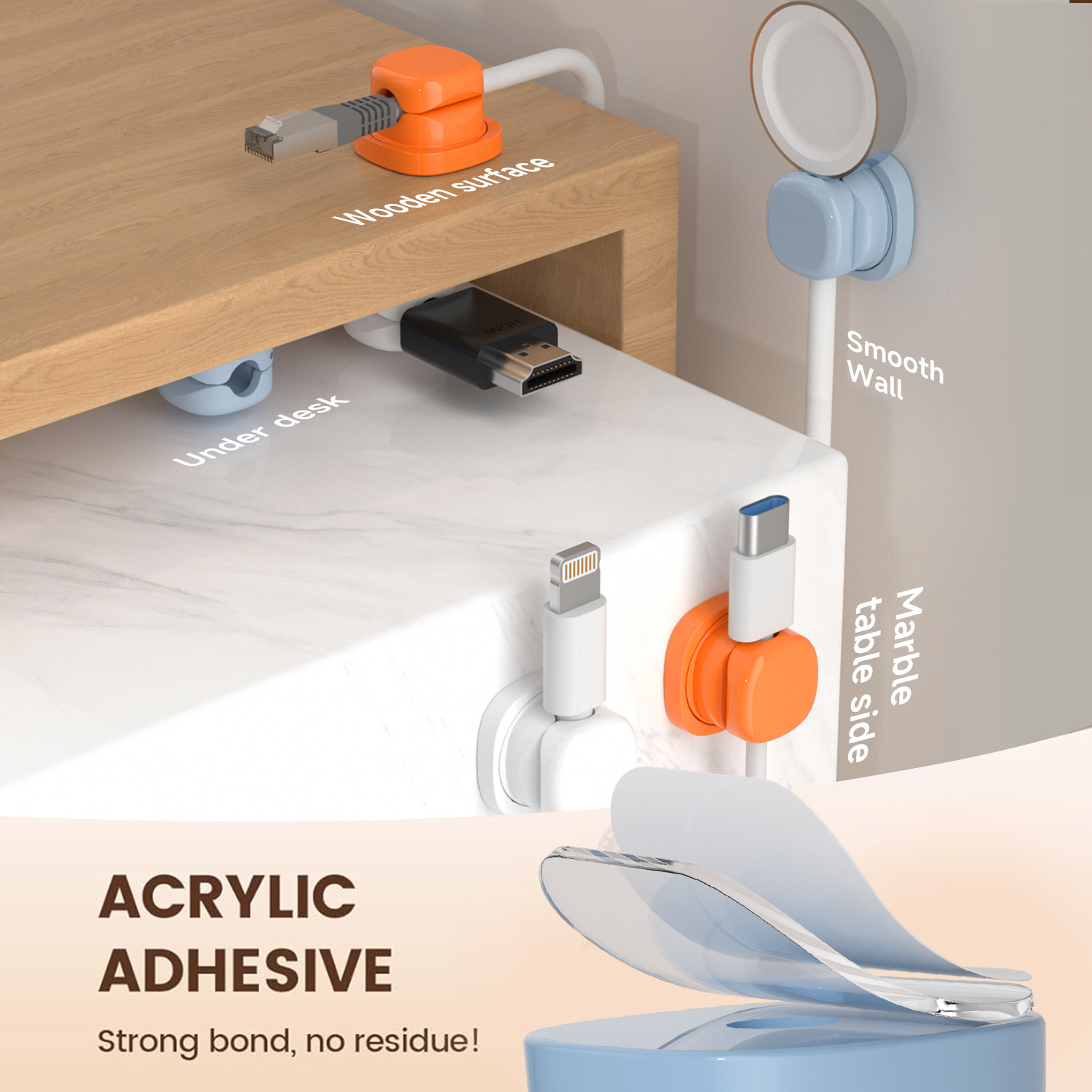 Organizador de cabos adesivo,  - Desk Cable Clip avaliação e preço